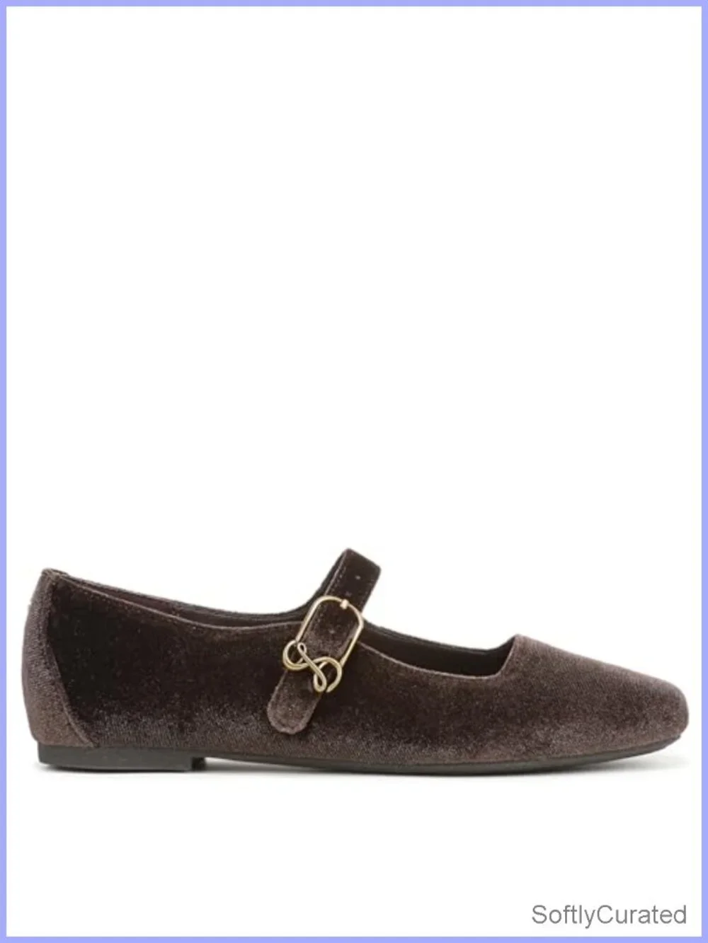 Sam & Libby Fredi Mary Jane Flat Buckle Square Toe Velvet Casual